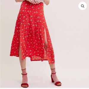 Rixo Georgia Skirt in Red Bow Print